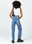 back view of model wearing Princess Polly Taxco Straight Leg Denim Jeans Mid Rise 