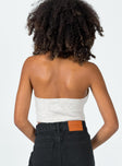 back view of model wearing Princess Polly Waterbell Top Beige Sleeveless Scoop Neck 