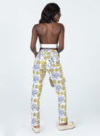 back view of model wearing Princess Polly Tropical Dreams Straight Leg Denim Jeans Off White Mid Rise 