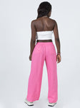 back view of model wearing Princess Polly Louis Linen Blend Pants Pink 