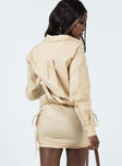 back view of model wearing Princess Polly The Cult Mini Dress Camel 