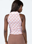 back view of model wearing Princess Polly Ardell Top Pink Multi 