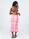 back view of model wearing Princess Polly Sunset Trip Midi Skirt Pink 