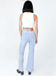 back view of model wearing Princess Polly Better With You Jeans Light Wash Denim High Waisted 