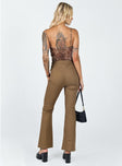 back view of model wearing Princess Polly Everette Pants Brown 