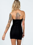 back view of model wearing Princess Polly Tristian Mini Dress Black 