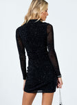 back view of model wearing Princess Polly Friday Fever Mini Dress Black 