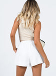 Front view of model wearing  front Mateo Shorts White Princess Polly High Waisted Shorts 