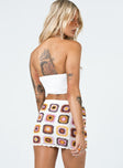 back view of model wearing Princess Polly Barbados Crotchet Mini Skirt Multi 