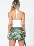 back view of model wearing Princess Polly Bold Move Mini Skirt Green 