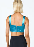 back view of model wearing Princess Polly Miranda Top Blue 