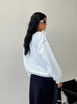 back view of model wearing Princess Polly Portland Oversized Crewneck Sweatshirt White 