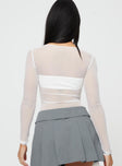 back view of model wearing Princess Polly Duet Bodysuit White Full Sleeves Scoop Neck 