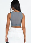 product Princess Polly Sleeveless Asymmetric Neckline  Motel Moni Top Mesh Blue Grey