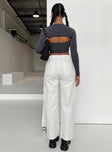 Front view of model wearing  front Princess Polly High Waisted Pants High Waisted Pants High Waisted Pants High Waisted Pants  Pawley Cargo Pants White