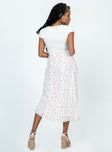 back view of model wearing Princess Polly Mabel Midi Skirt White Floral Midi Skirts 