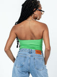 back view of model wearing Princess Polly Aston Strapless Bodysuit Green Sleeveless Sweetheart 