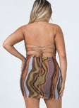 back view of model wearing Princess Polly Motel Bexley Dress Earthy Gradient Brown 