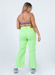 back view of model wearing Princess Polly Denver Denim Jeans Lime Green Mid Rise 