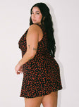 Princess Polly Plunger  Nellie Mini Dress Black / Red Floral Curve