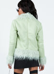 Jacket Faux suede material Faux fur detail Twin hip pockets