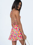 back view of model wearing Princess Polly Celena Mini Dress Rainbow Floral 