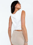 back view of model wearing Princess Polly Ryder Graphic Tank Top White Sleeveless Crew Neck 