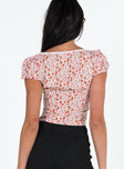 product Princess Polly Short Sleeves Square Neck  Laz Top Floral Blush