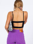 back view of model wearing Princess Polly Hollis Top Black 