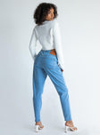 back view of model wearing Princess Polly Leila Yolk Mom Denim Jeans Mid Rise 