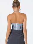 back view of model wearing Princess Polly New York Corset Bodysuit Multi Sleeveless Sweetheart 