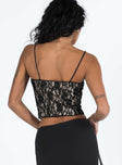 Front view of model wearing  front Princess Polly Sleeveless Square Neck  Giorgi Lace Corset Black