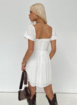 Front view of model wearing  front Princess Polly Square Neck  Darso Mini Dress White