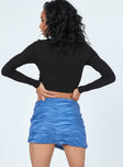 back view of model wearing Princess Polly Bold Move Mini Skirt Blue 