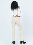 back view of model wearing Princess Polly Jayla Pants Beige 