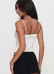 back view of model wearing Princess Polly Ace Of Diamonds Top Rose Gold Sleeveless Plunger 