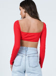 product Princess Polly Full Sleeves Sweetheart  Becca Long Sleeve Crop Top Red