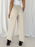 Front view of model wearing  front Princess Polly High Waisted Pants High Waisted Pants High Waisted Pants High Waisted Pants  La Mesa Pant Beige