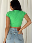 product Princess Polly Short Sleeves High Neck  Classic Crop Tee Green