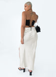 back view of model wearing Princess Polly The Lonely Maxi Skirt Cream Maxi 