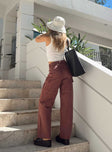 product Princess Polly High Waisted  Addy Wide Leg Cargo Jeans Burgundy