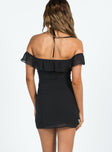 product Princess Polly Asymmetric Neckline  Molins Off The Shoulder Mini Dress Black