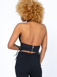 back view of model wearing Princess Polly Meshelle Top Black 