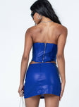 back view of model wearing Princess Polly Georgie Mini Skirt Blue Mini Skirts 