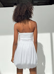 Front view of model wearing  front Princess Polly Square Neck  Silva Strapless Mini Dress White