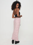 back view of model wearing Princess Polly Mariposa Maxi Skirt Beige Floral Maxi 