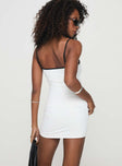 back view of model wearing Princess Polly Evaner Mini Dress White Scoop Neck 