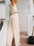 back view of model wearing Princess Polly Grazia Pants Cream / Red High Waisted Pants 