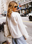 back view of model wearing Princess Polly Spiri Shirt White Full Sleeves V-Neck 