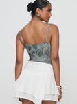 back view of model wearing Princess Polly Love Again Bodysuit Blue Sleeveless 